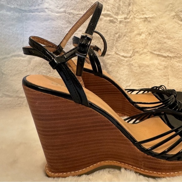Bakers Dedra Faux Patent Leather Sandals Heels. 4” High. Size 7.5 Black New - Picture 10 of 12